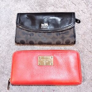 Michael Kors Red Wallet and Coach Black Wallet
